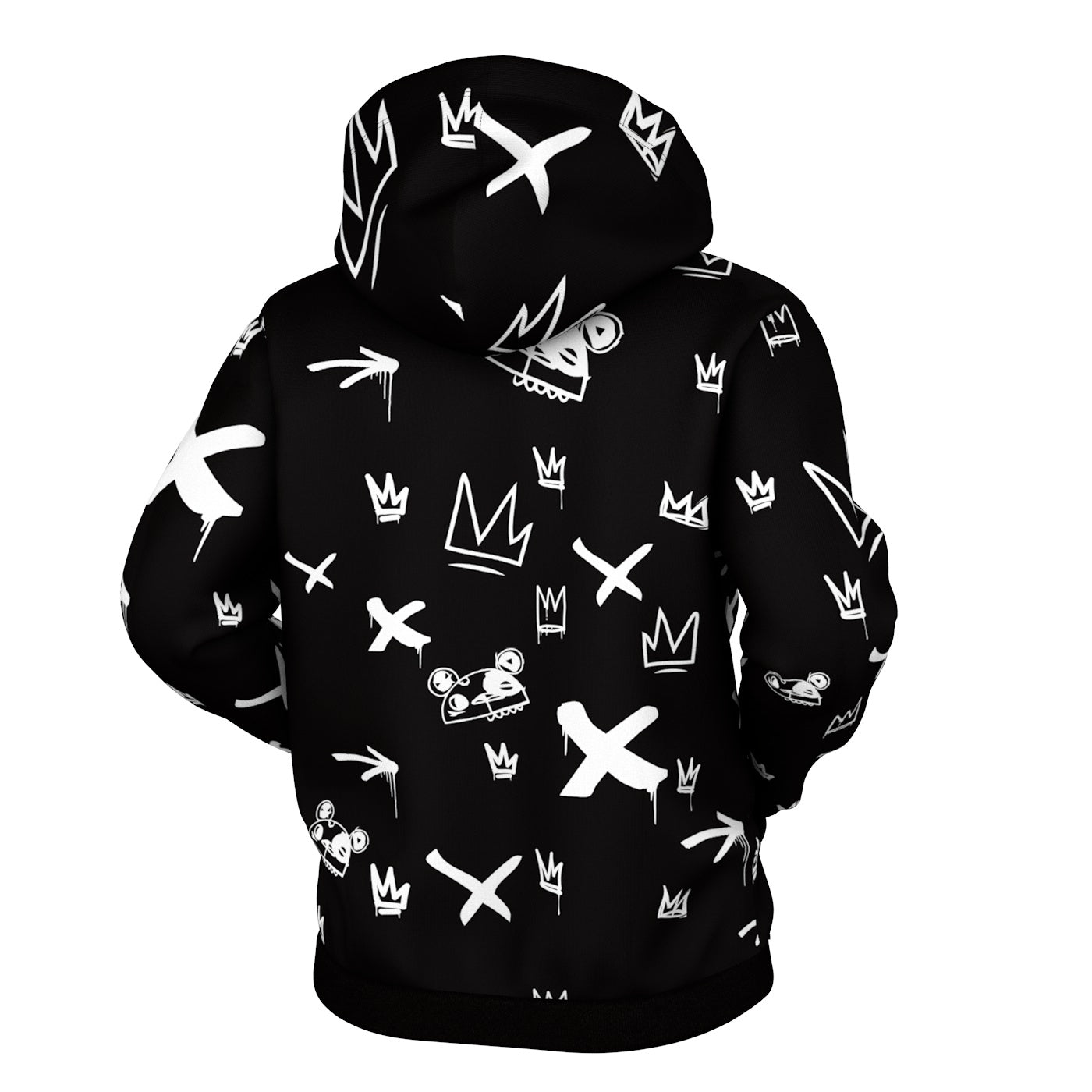 Kings Pattern Black Zip Up Hoodie