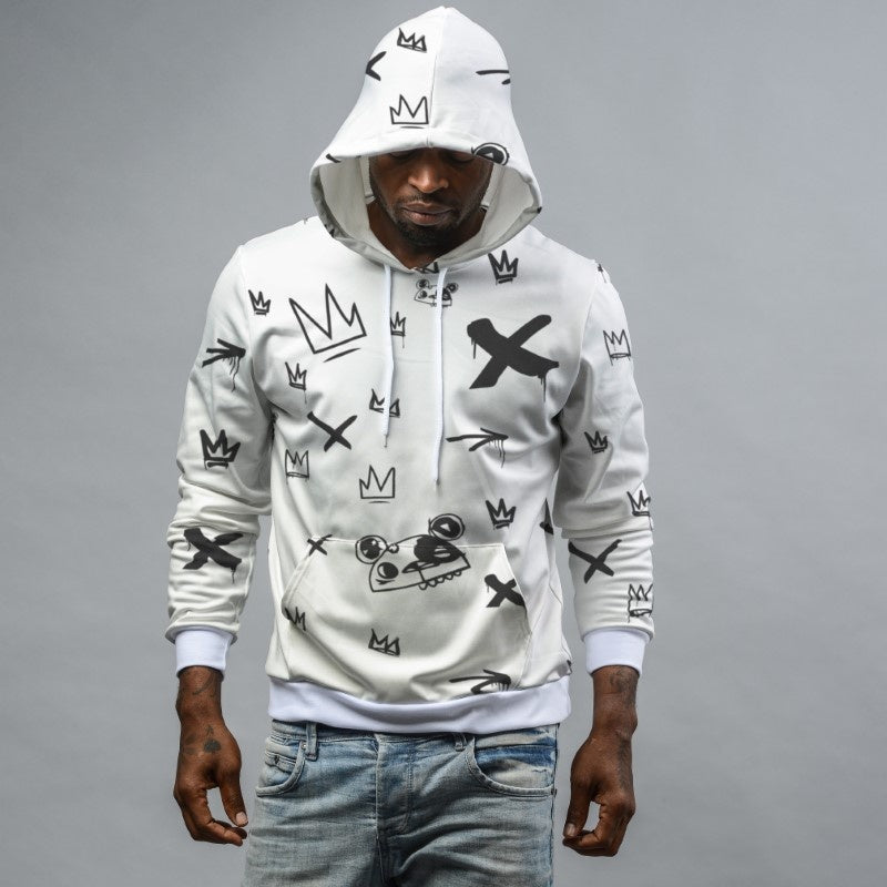 Kings Pattern White Hoodie