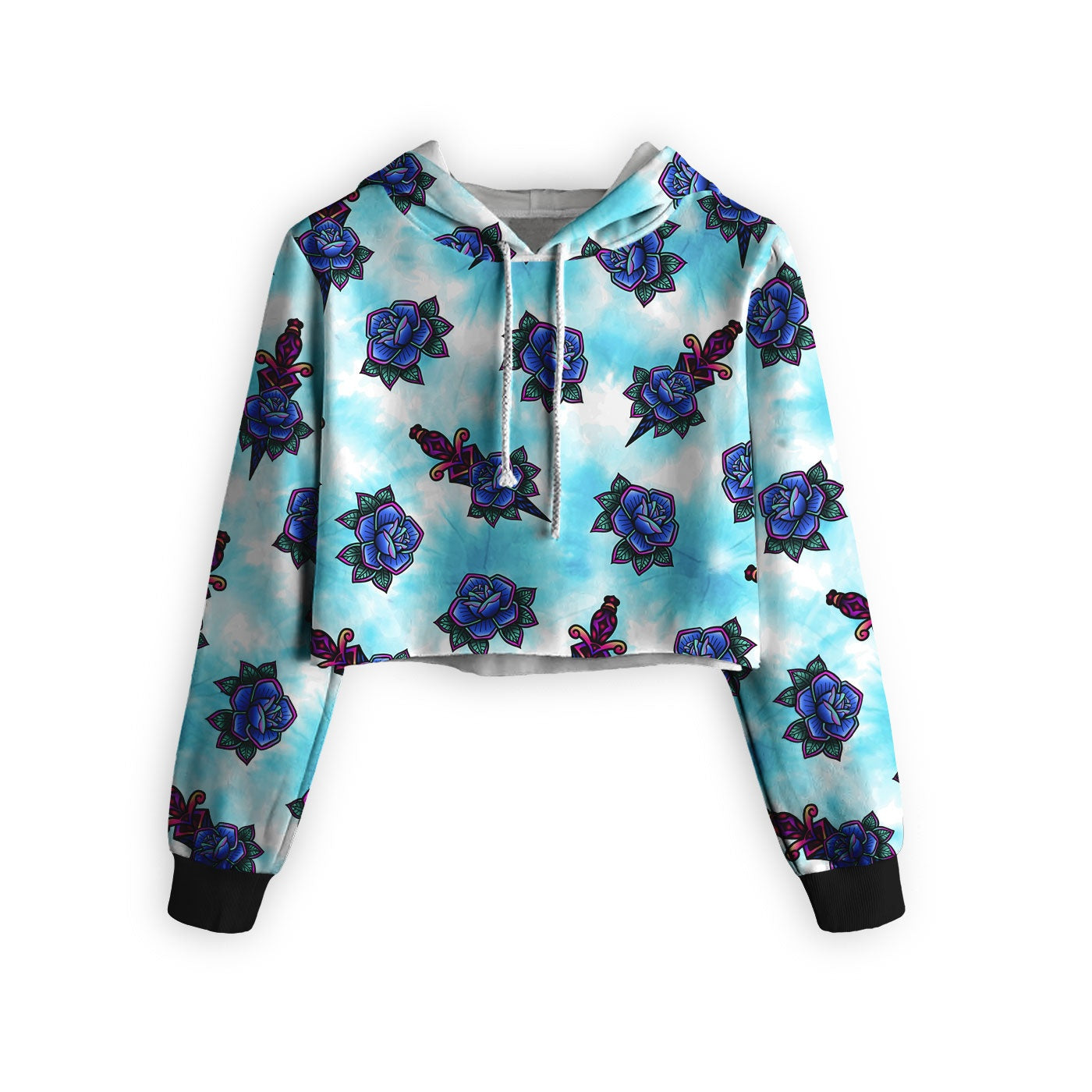 Tattoo Pattern Cropped Hoodie