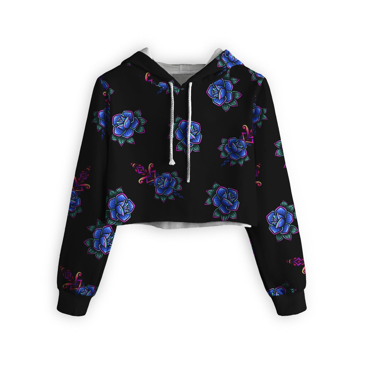 Tattoo Pattern Cropped Hoodie