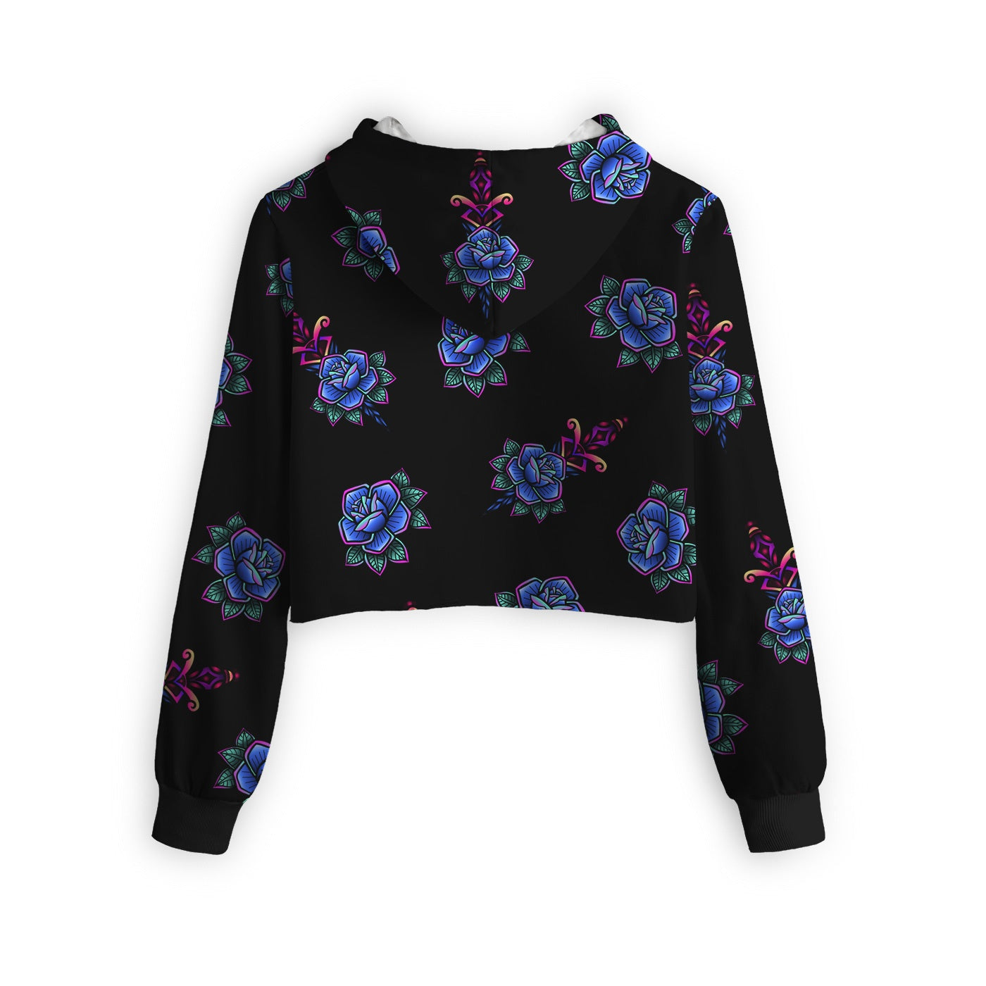 Tattoo Pattern Cropped Hoodie