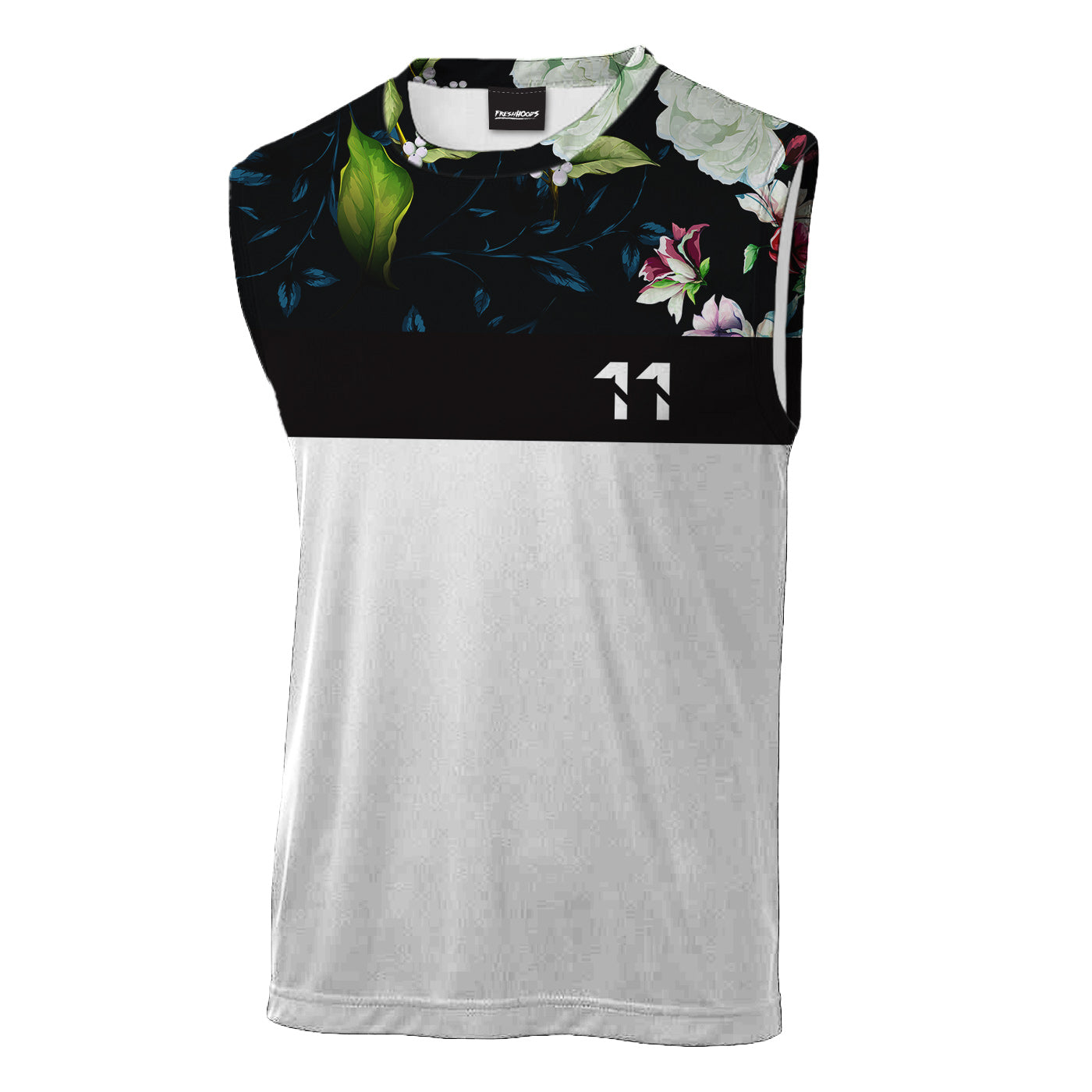 Dark Floral Sleeveless T-Shirt