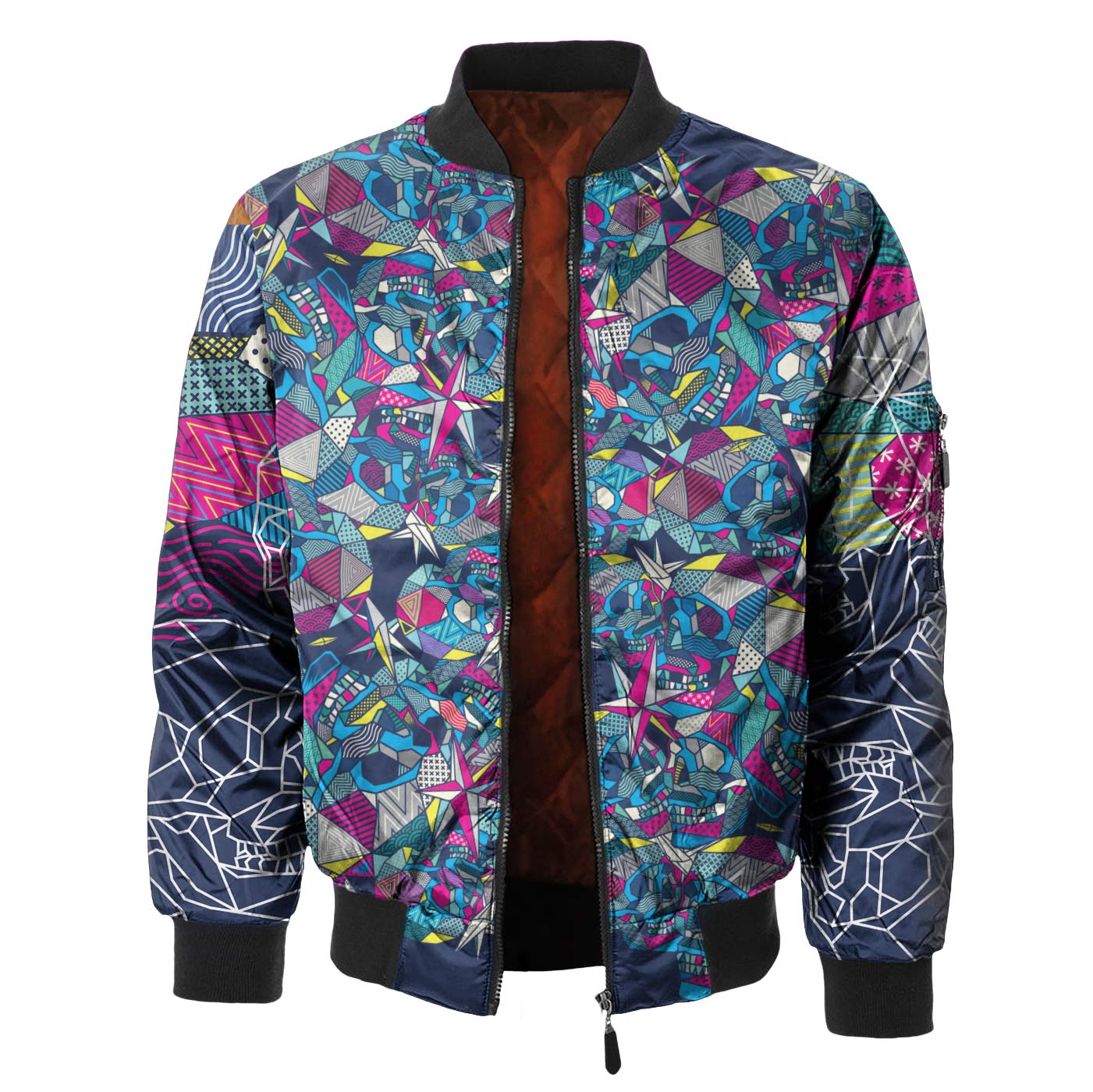 Geometric Skull Bomber Jacket