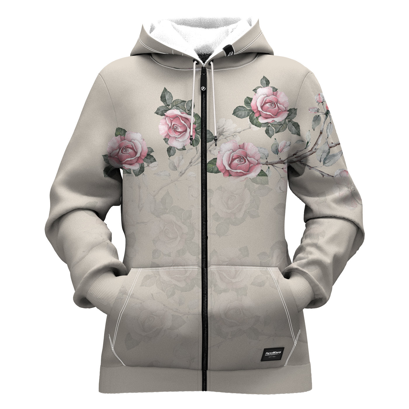 Retro Roses Women Zip Up Hoodie