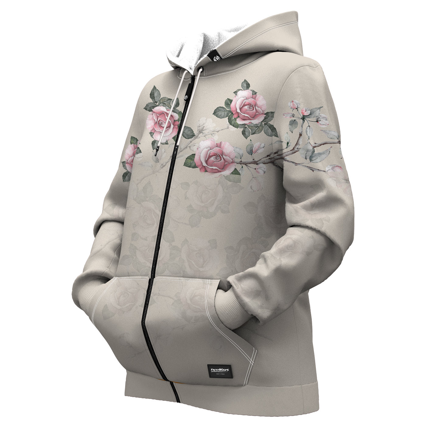 Retro Roses Women Zip Up Hoodie