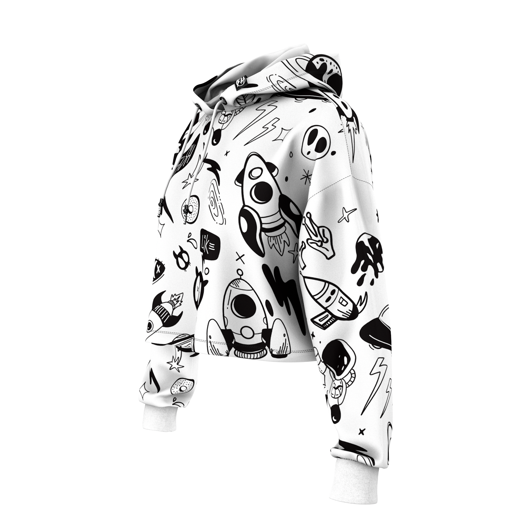 Space Doodles Cropped Hoodie