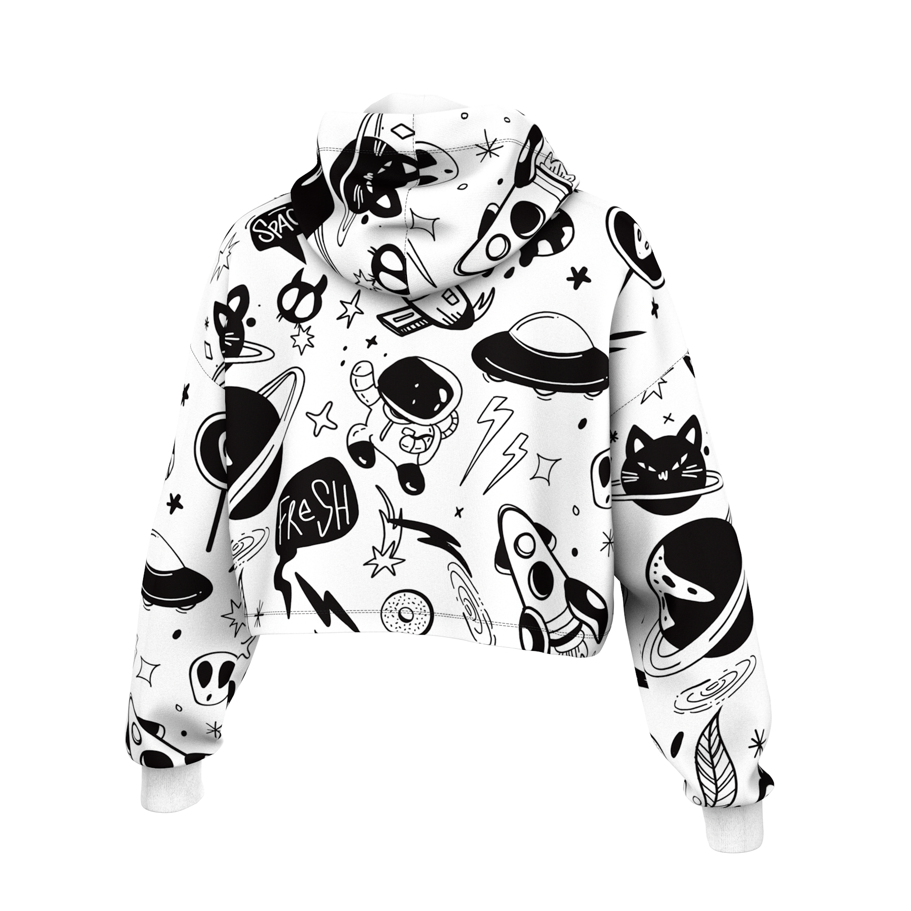 Space Doodles Cropped Hoodie