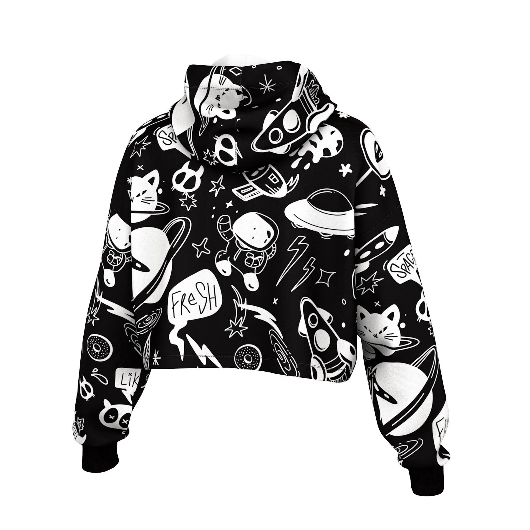 Space Doodles Cropped Hoodie