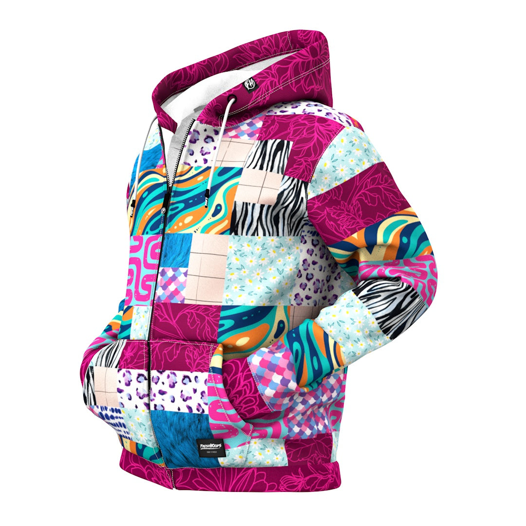 Off Magenta Zip Up Hoodie