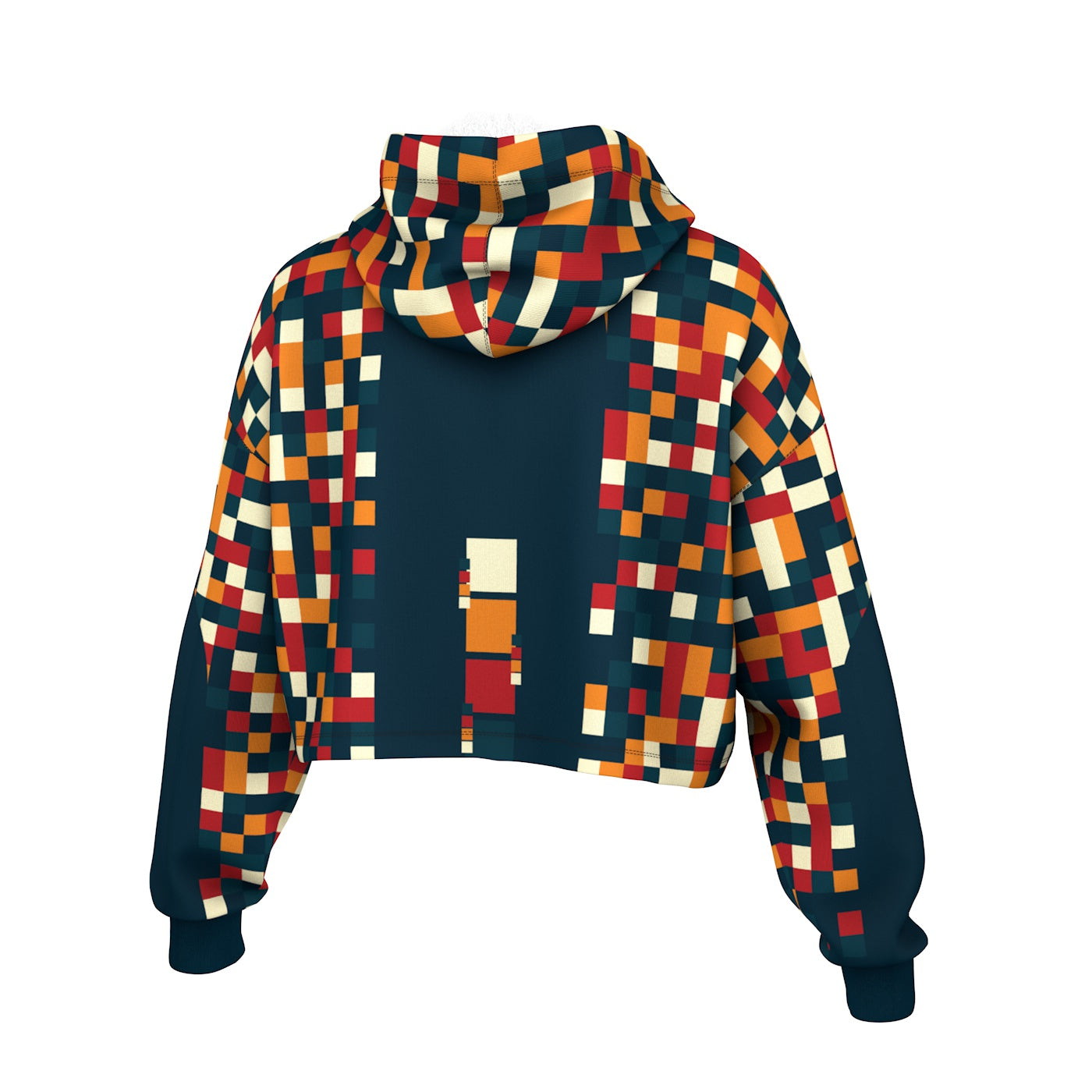 Pixel Block Cropped Hoodie