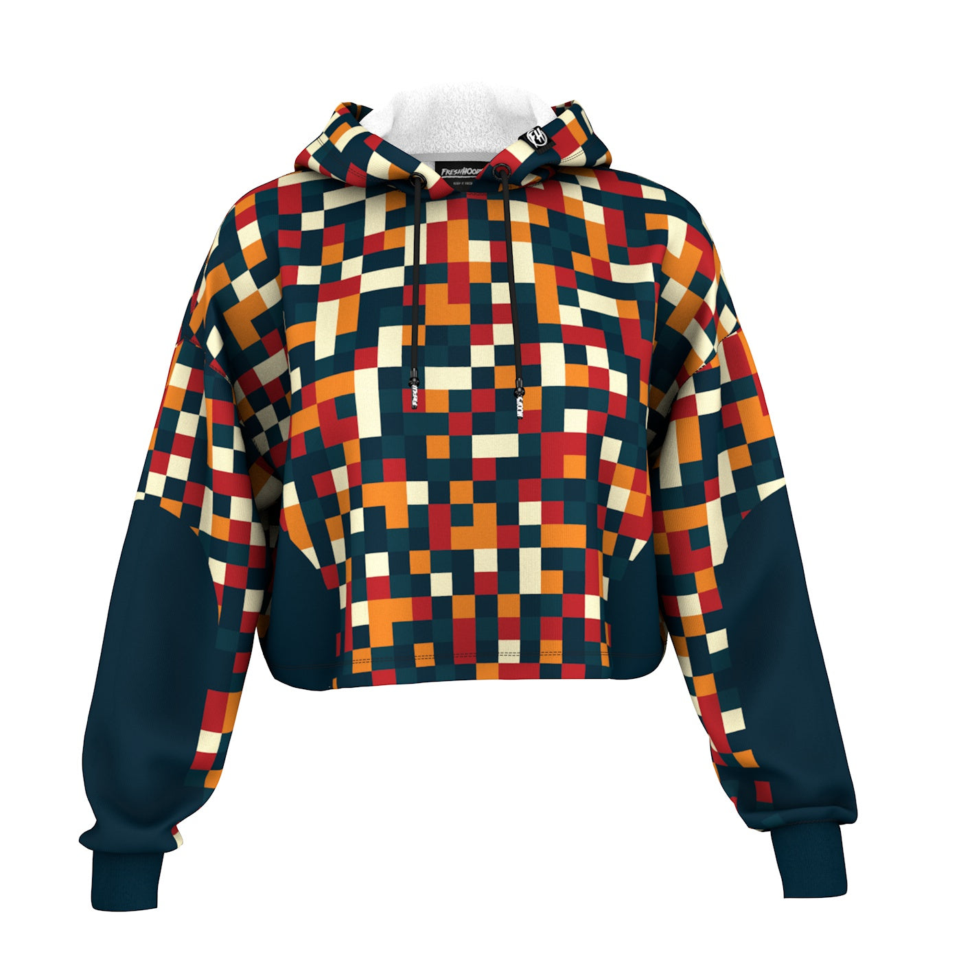 Pixel Block Cropped Hoodie