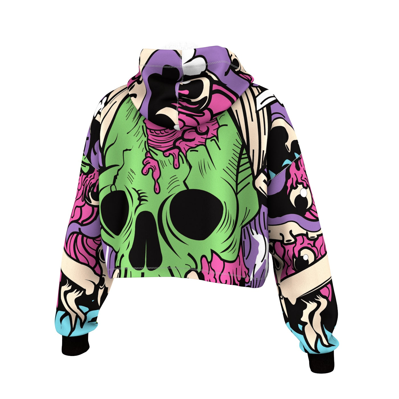 Dirty Skull Cropped Hoodie