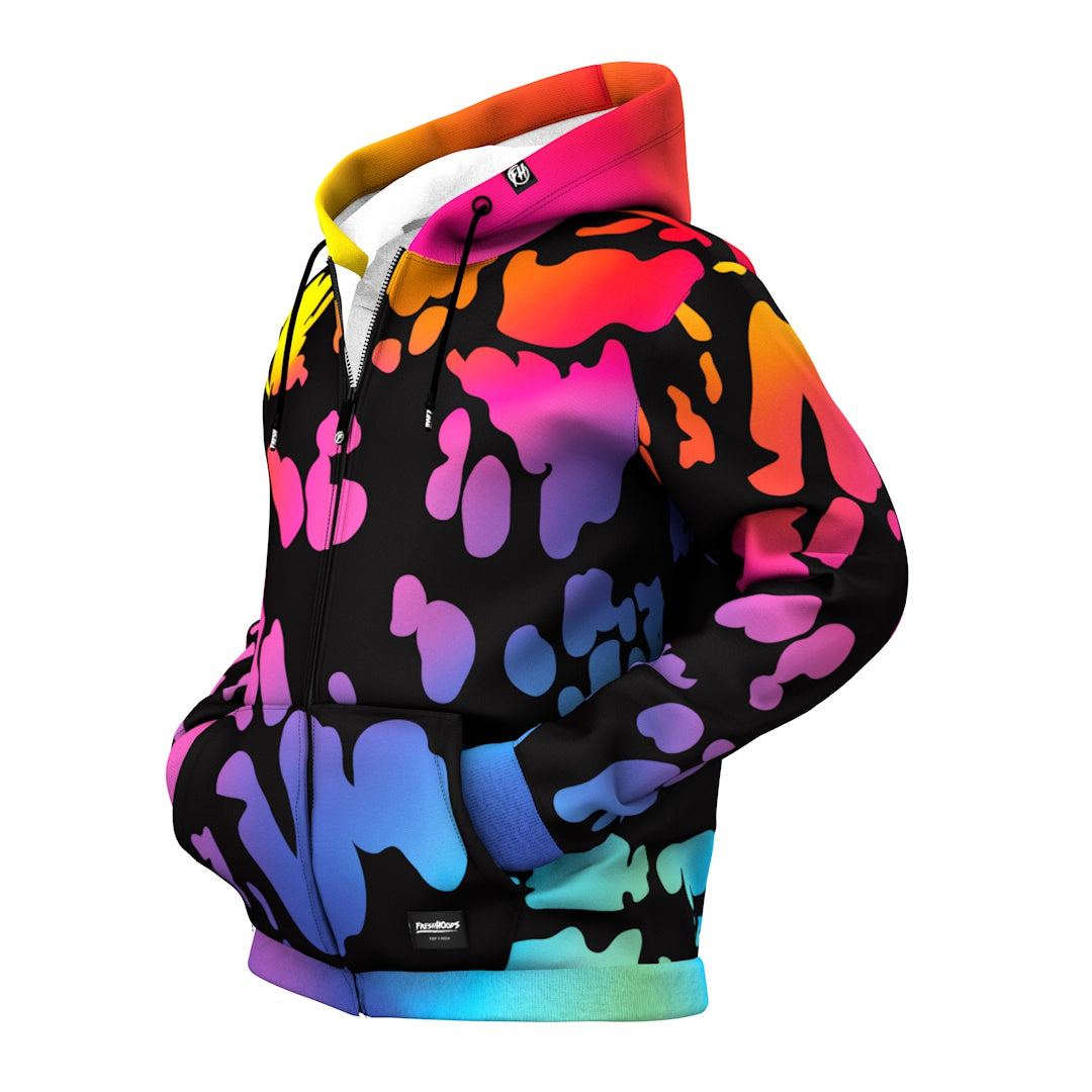 Rainbow Cow Zip Up Hoodie