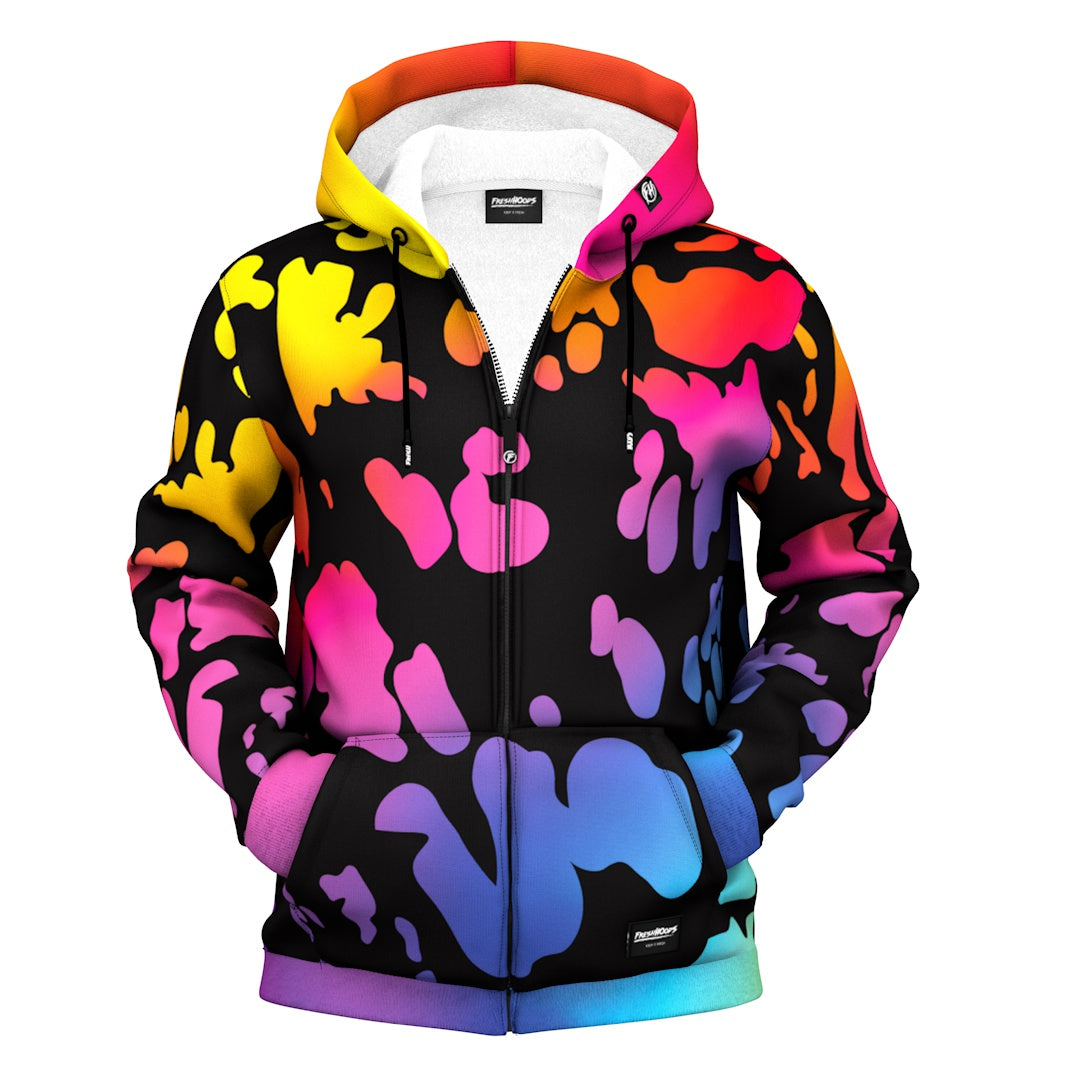 Rainbow Cow Zip Up Hoodie