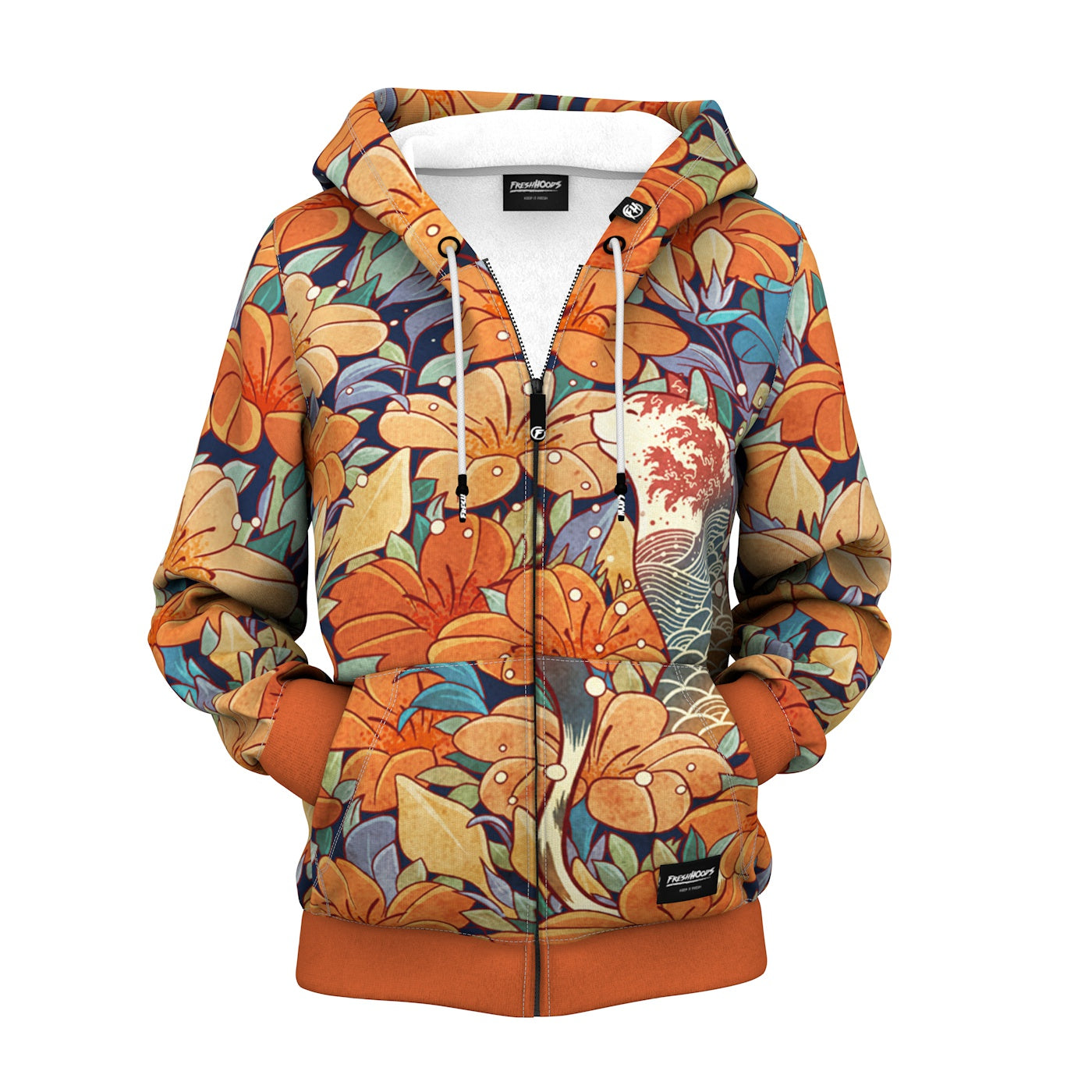 Neko Flowers Women Zip Up Hoodie