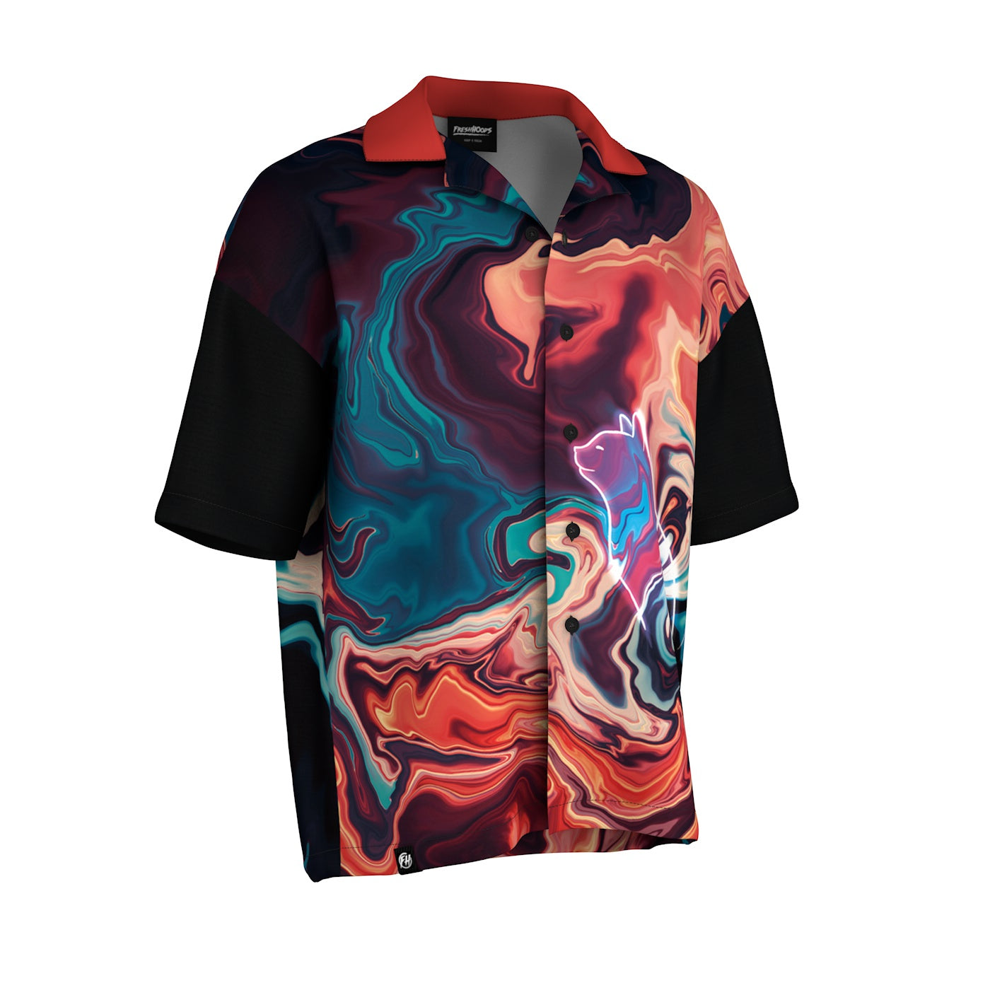 Nebula Cat Oversized Button Shirt