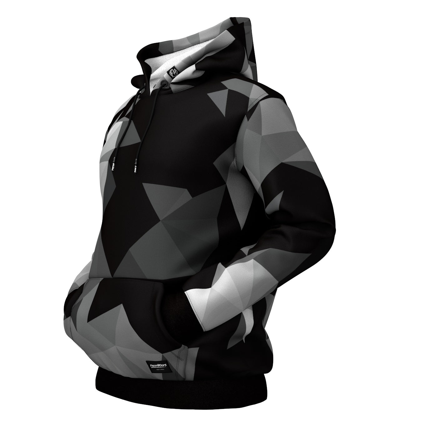 Cubes Black Cotton Hoodie