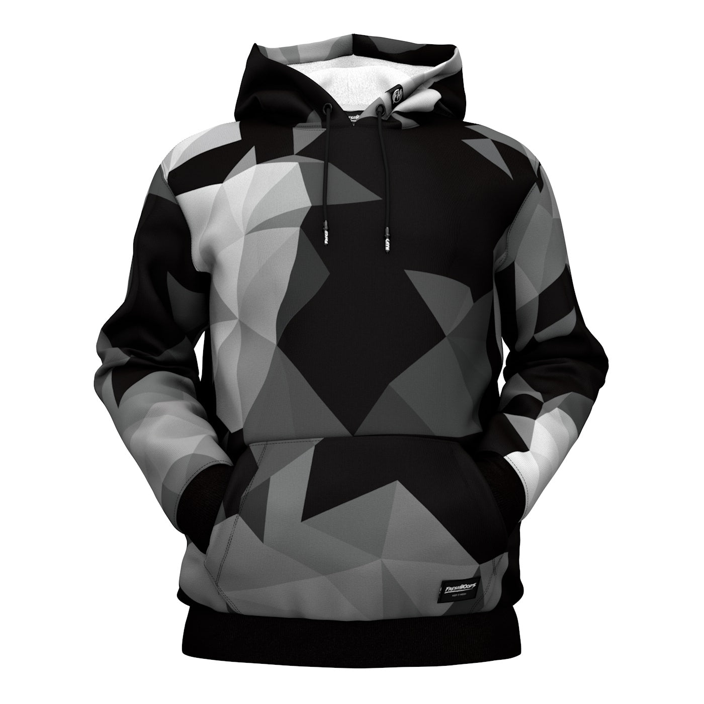 Cubes Black Cotton Hoodie