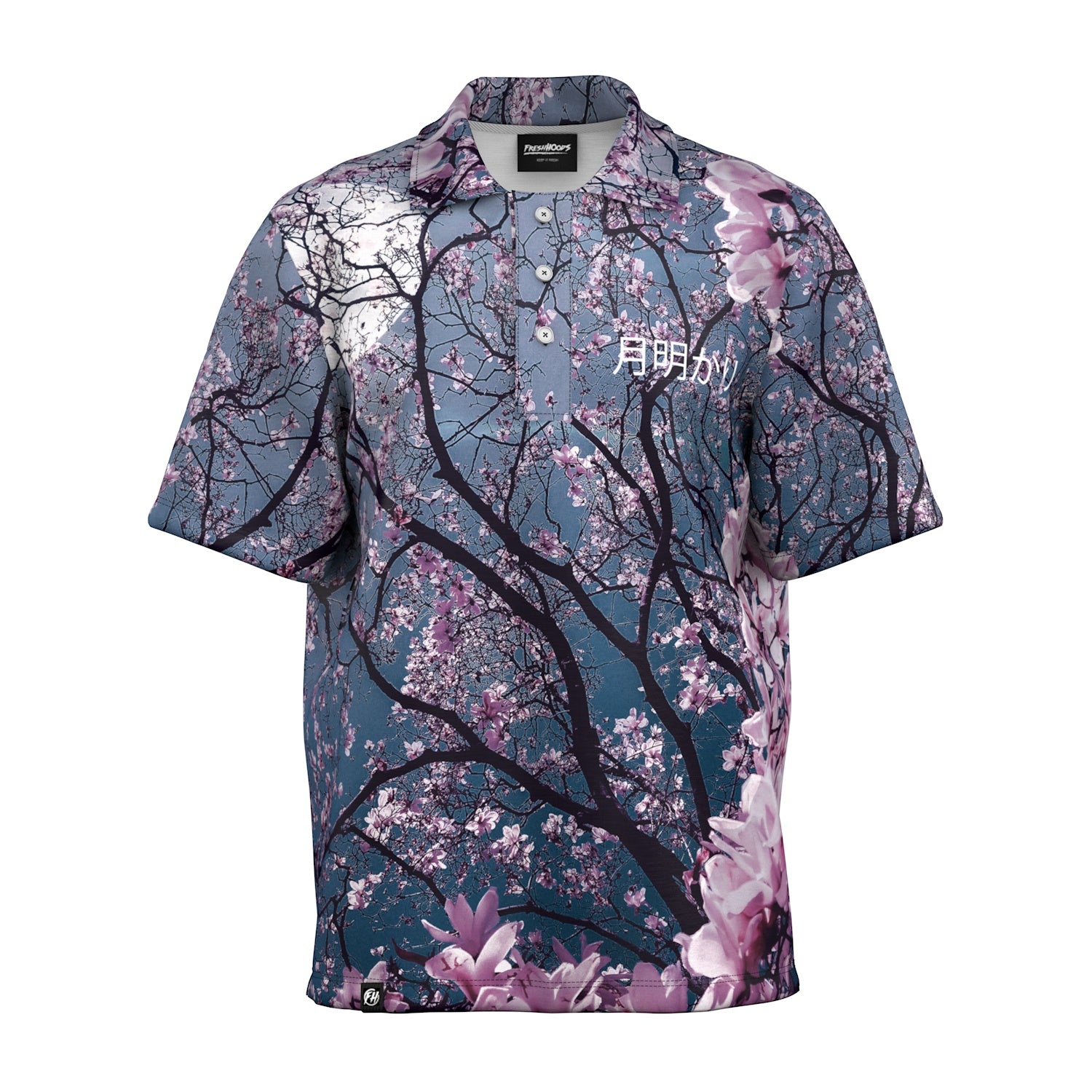 Moonlight Blossom Oversized Polo Shirt