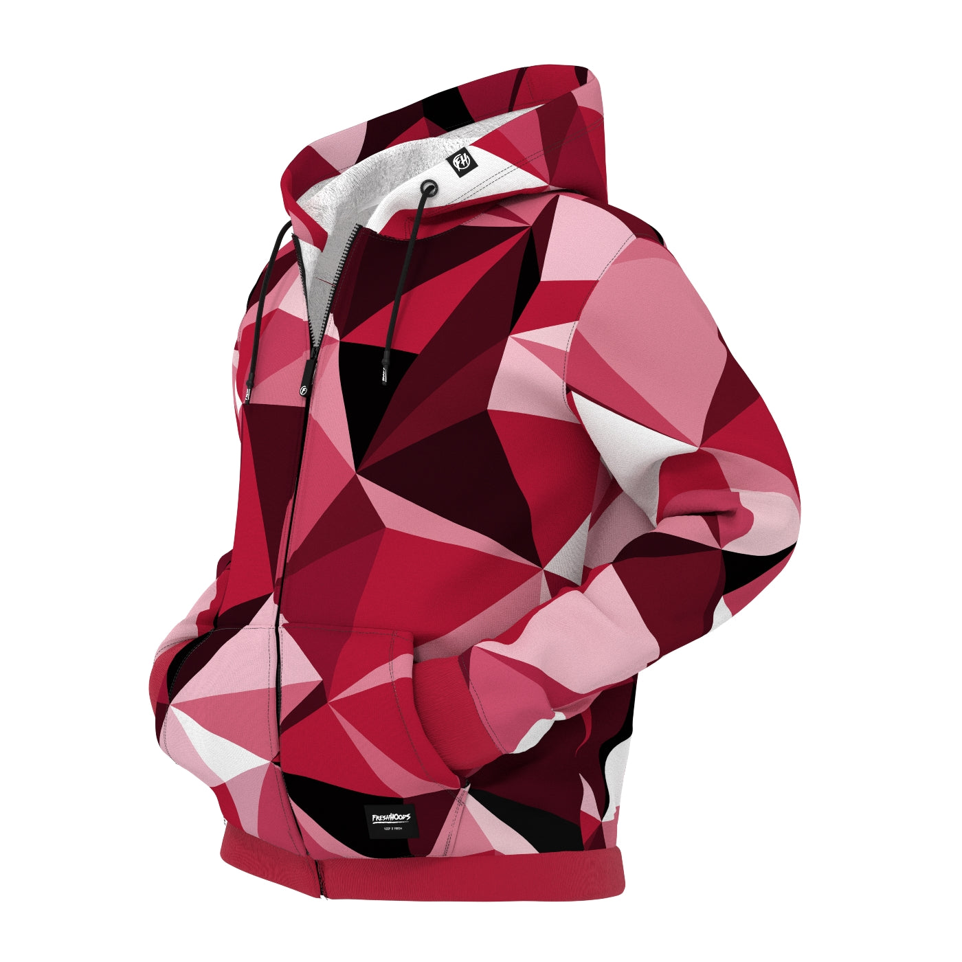 Cubes Magenta Zip Up Hoodie