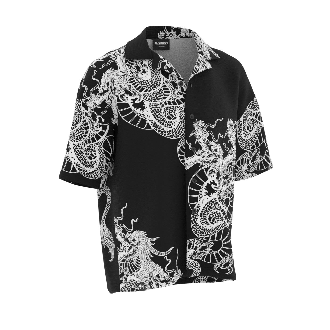 Black-N-White Dragons Oversized Button Shirt