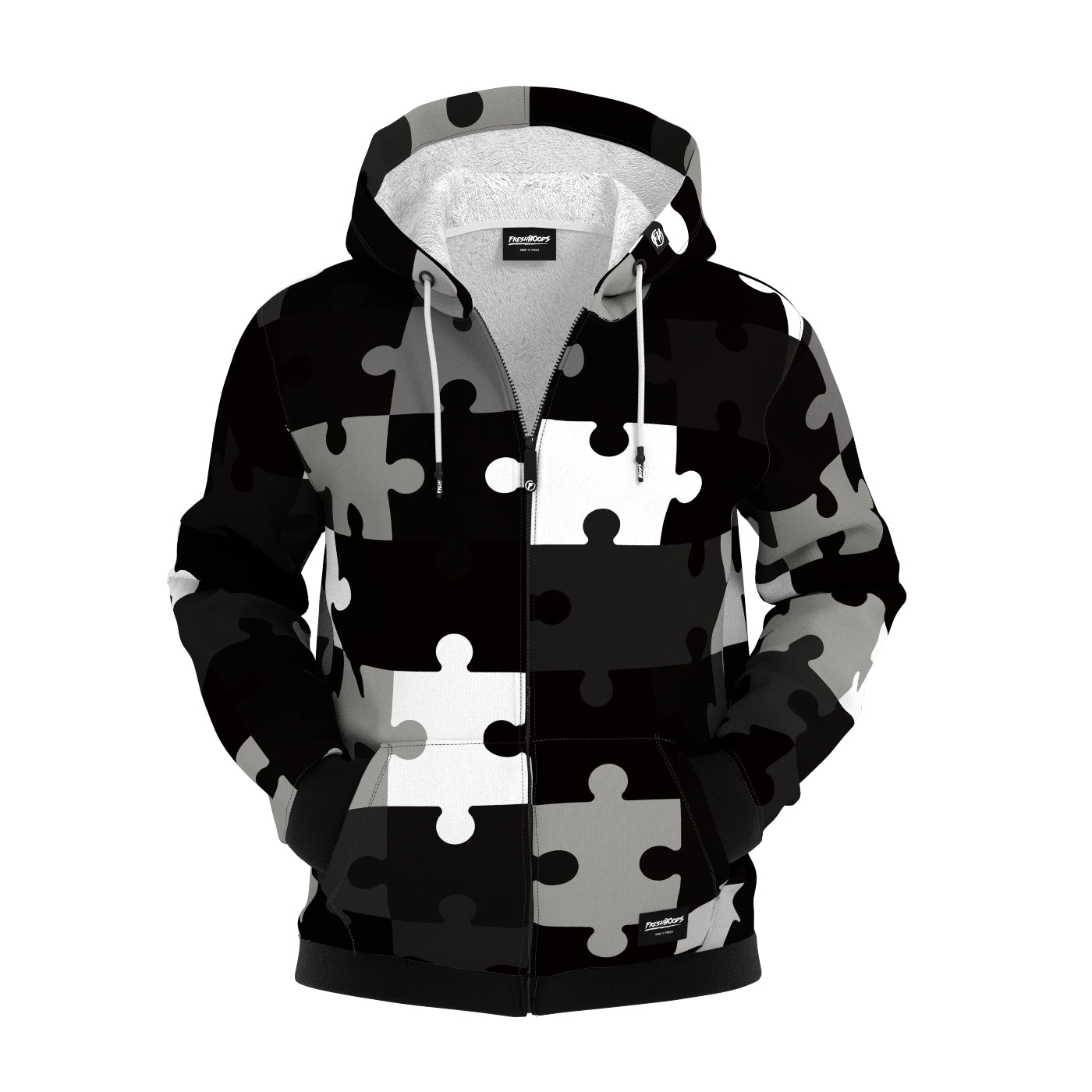 Monochrome Perspective Zip Up Hoodie