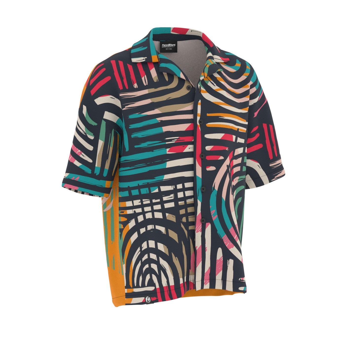 Abstract Mosaic Oversized Button Shirt