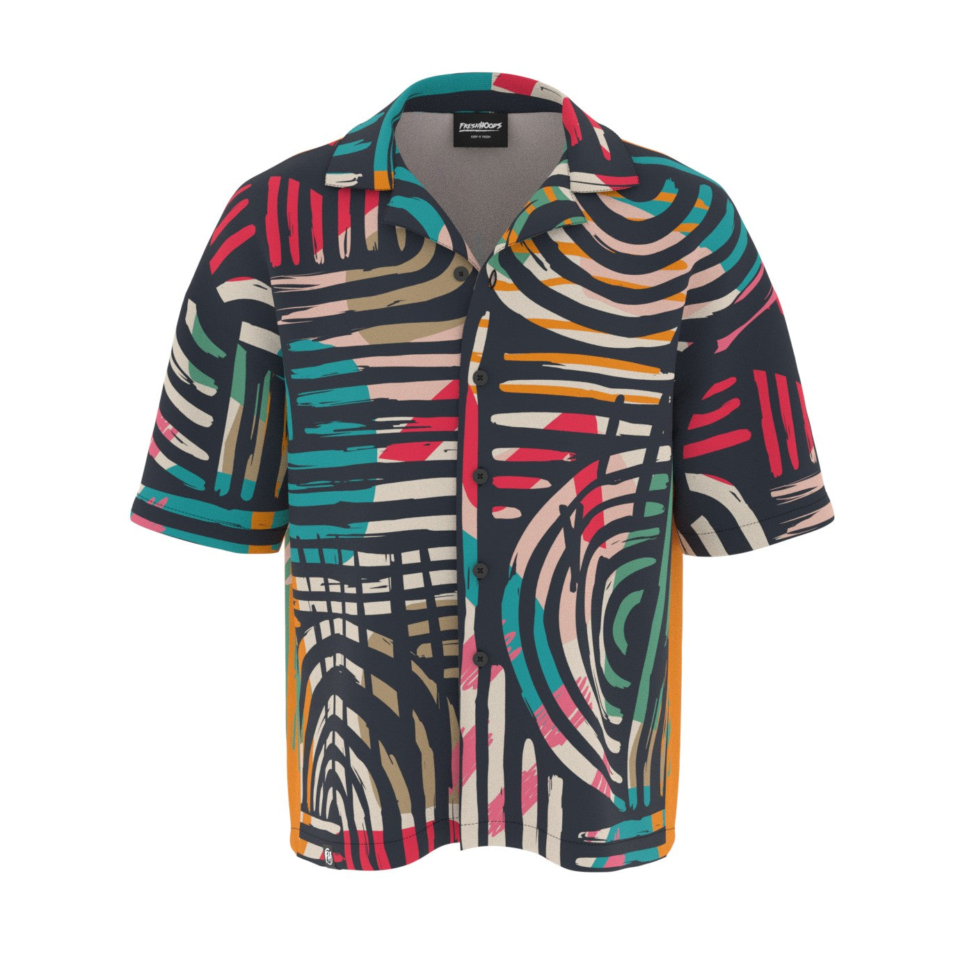 Abstract Mosaic Oversized Button Shirt