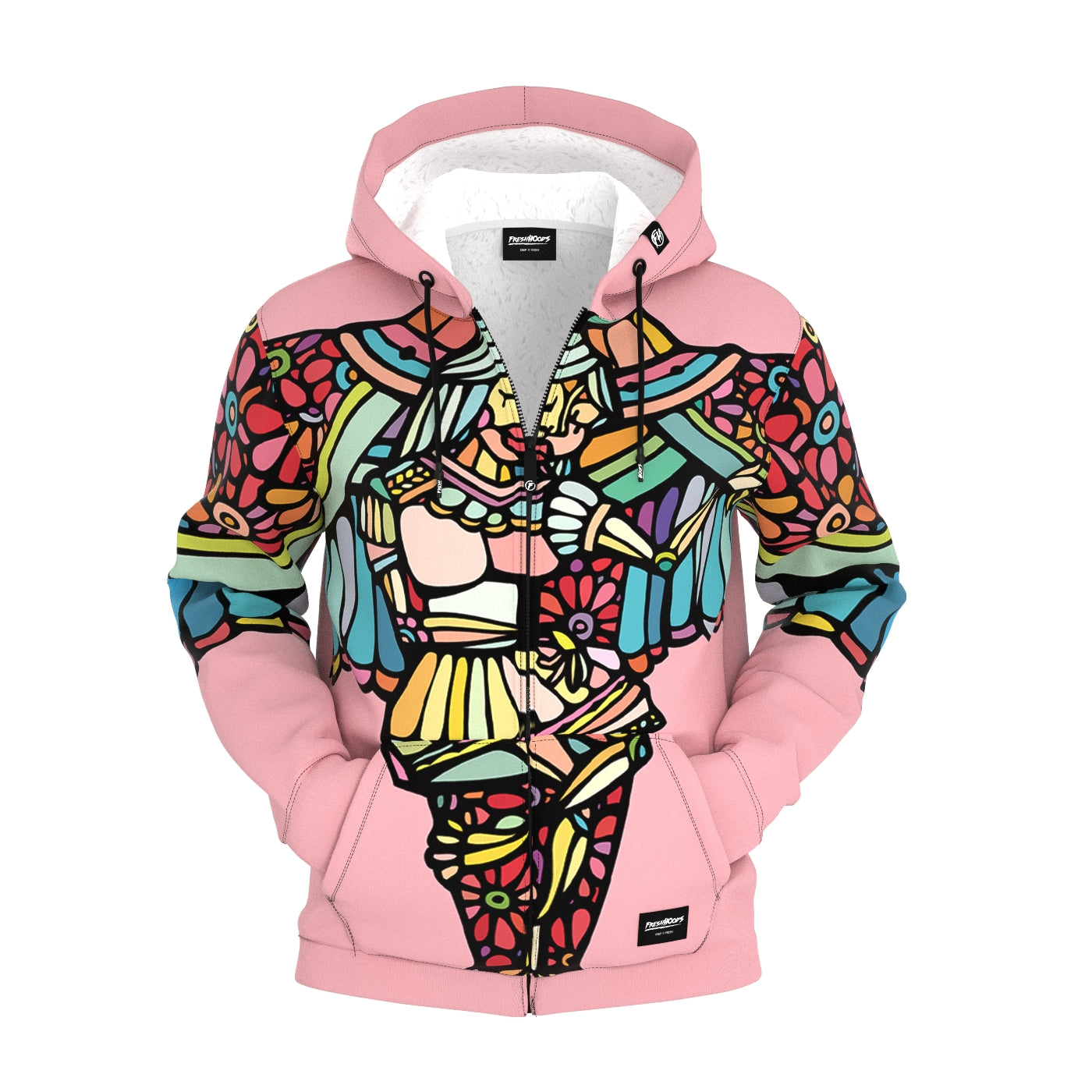 Swan Flowers Zip Up Hoodie