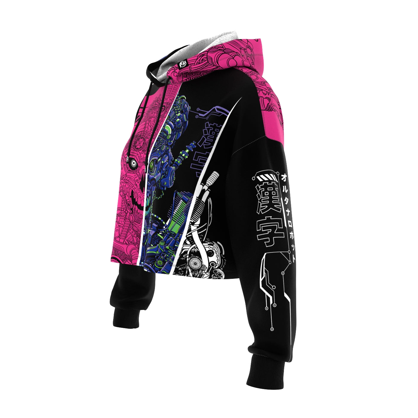 Robotic Skull Cropped Hoodie