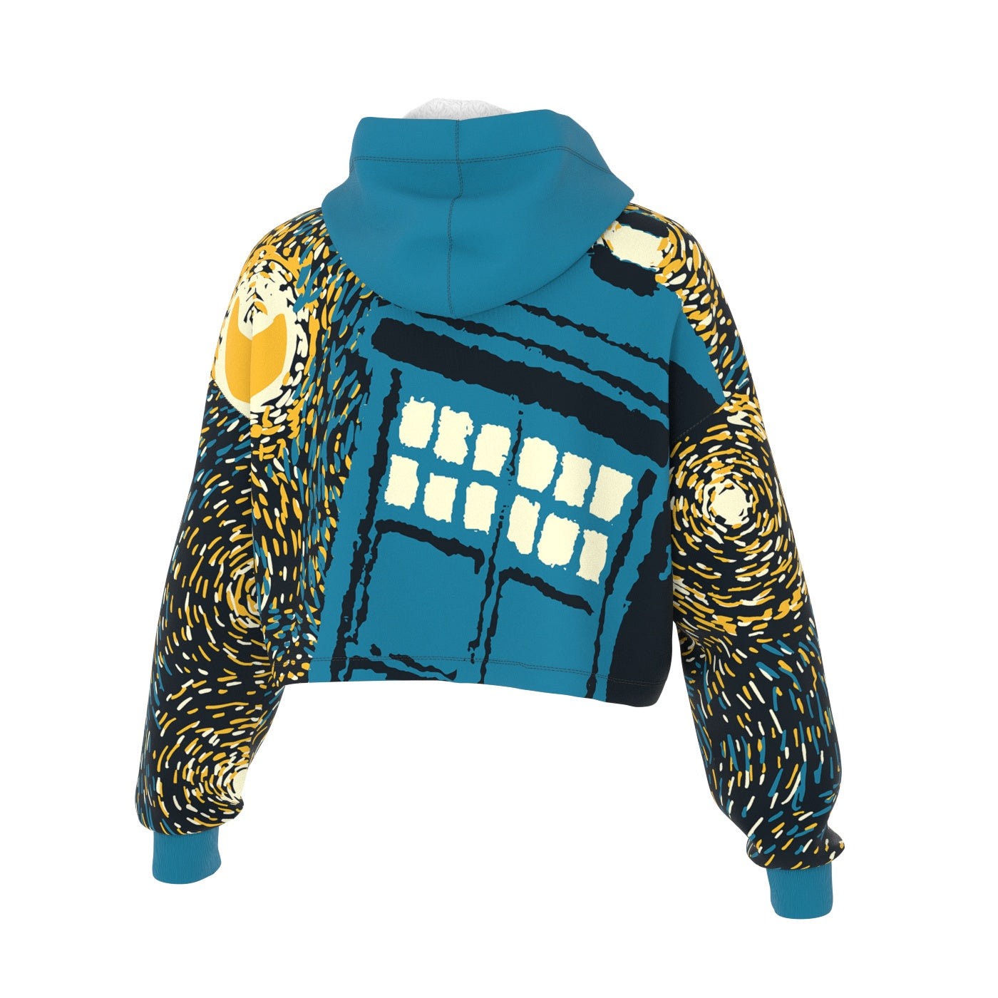 Travelin Blue Box Cropped Hoodie