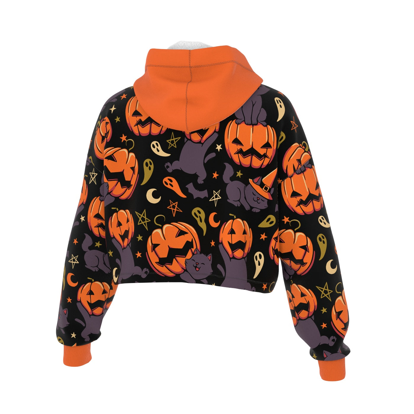 Pumpkin Field Cat Cropped Hoodie