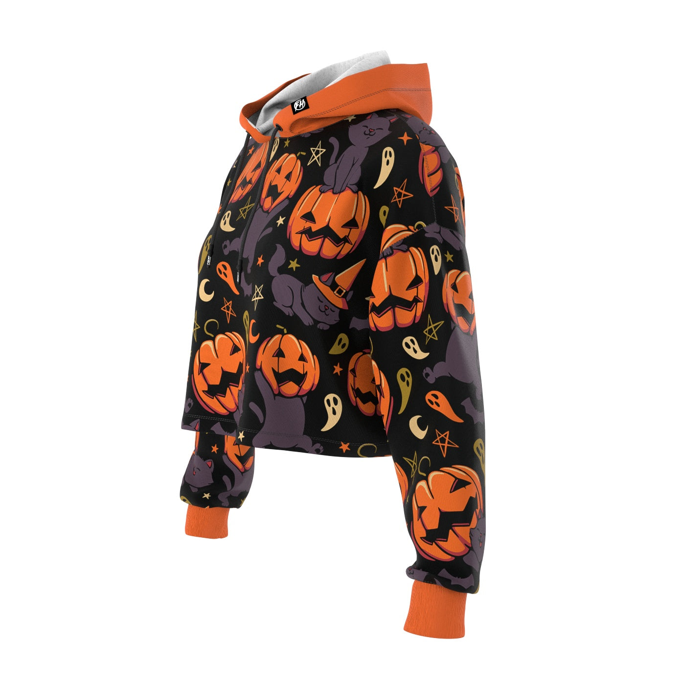 Pumpkin Field Cat Cropped Hoodie