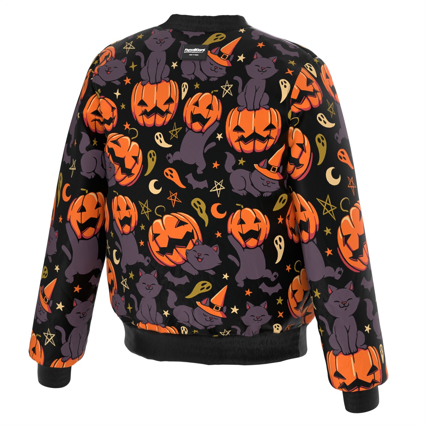 Pumpkin Field Cat Bomber Jacket