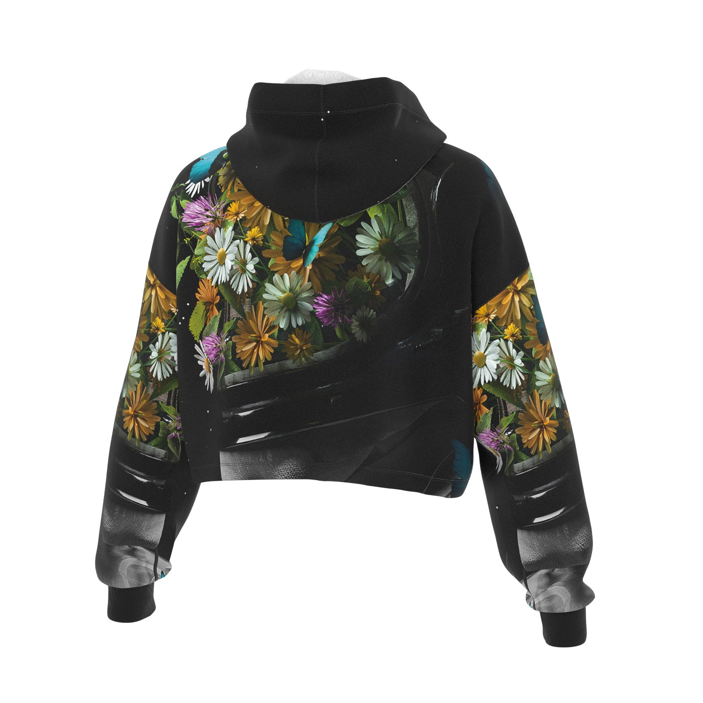 Flower Face Cropped Hoodie