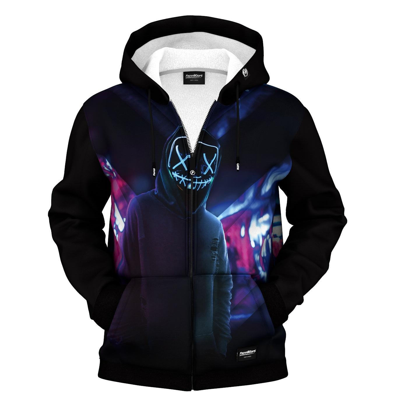 Neon Face Zip Up Hoodie