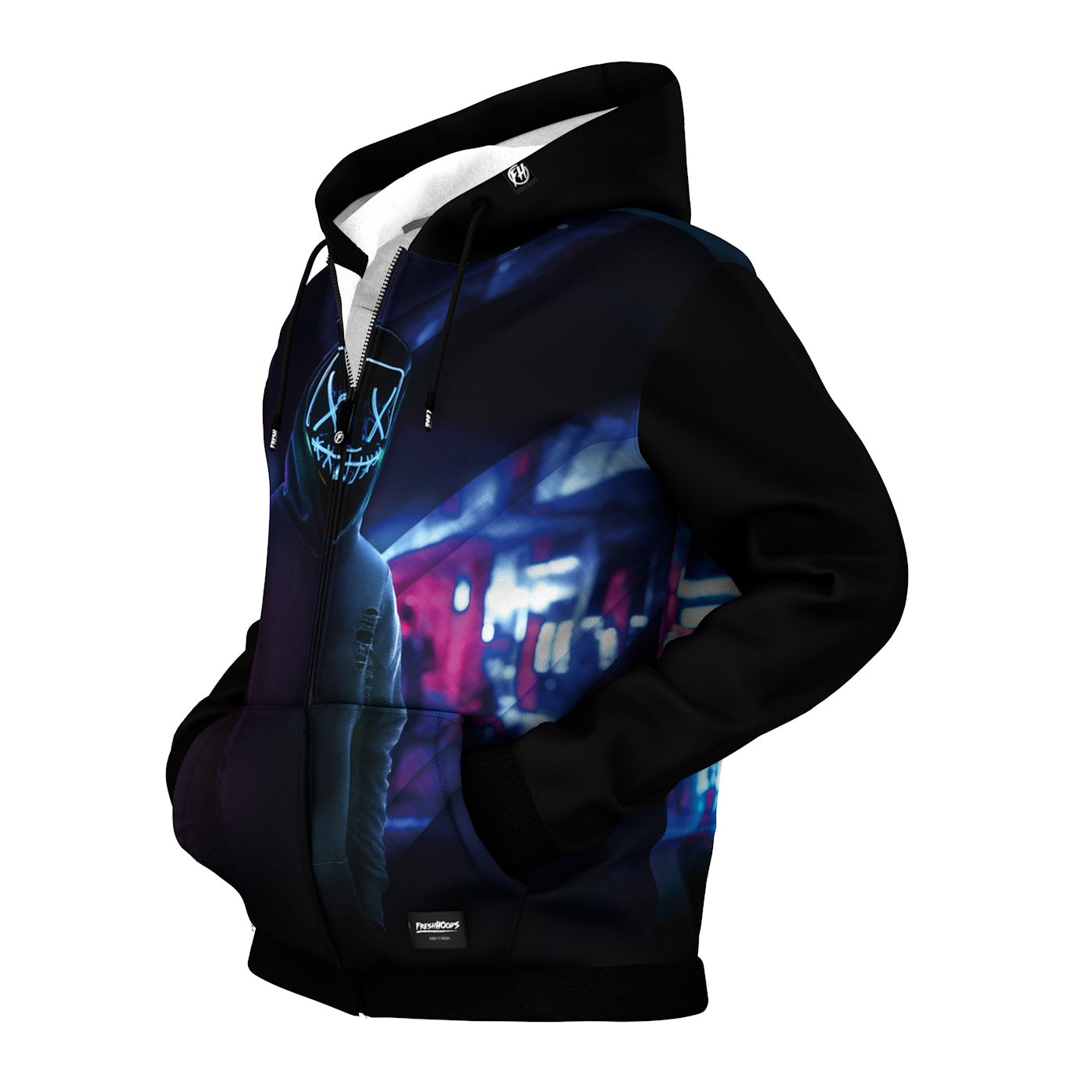 Neon Face Zip Up Hoodie