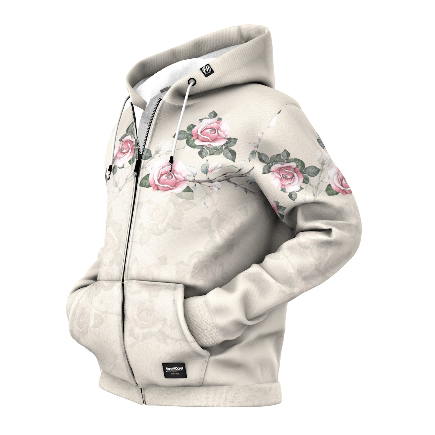 Retro Roses Zip Up Hoodie