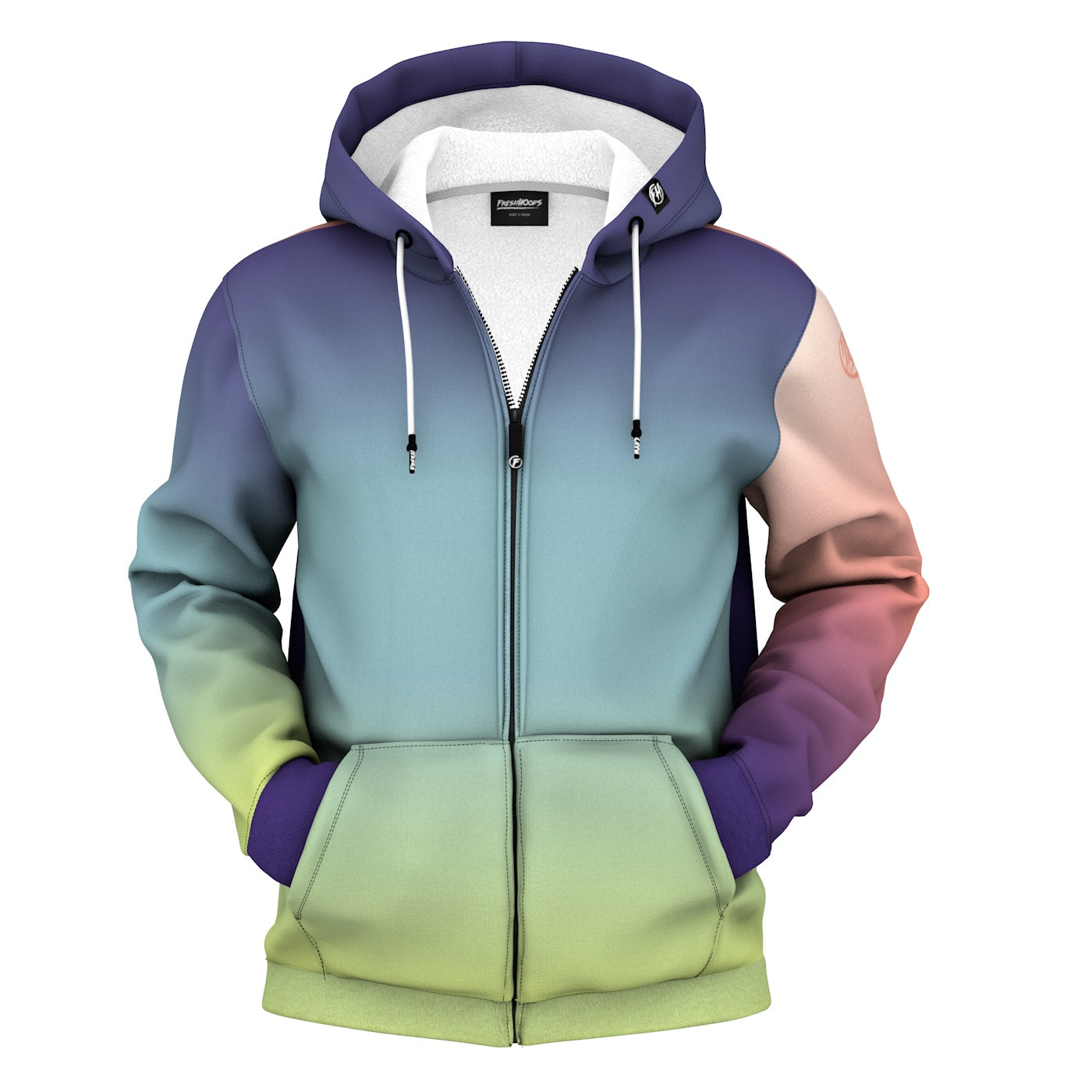 Multi Tone Zip Up Hoodie