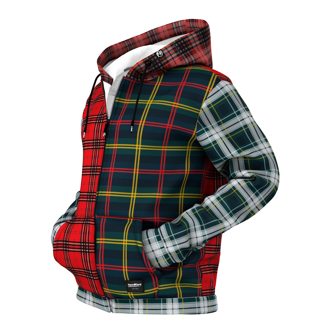 Plaid Combined Zip Up Hoodie