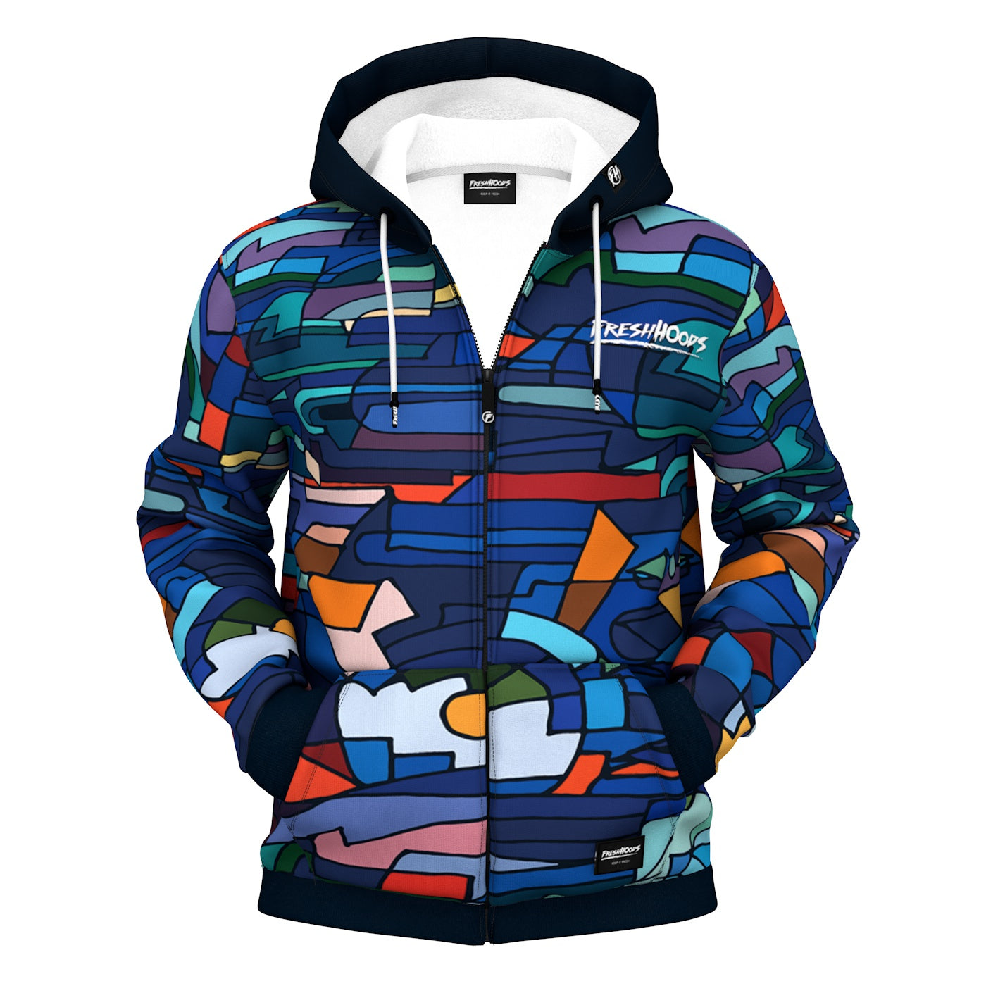 Abstract Mosaic Zip Up Hoodie