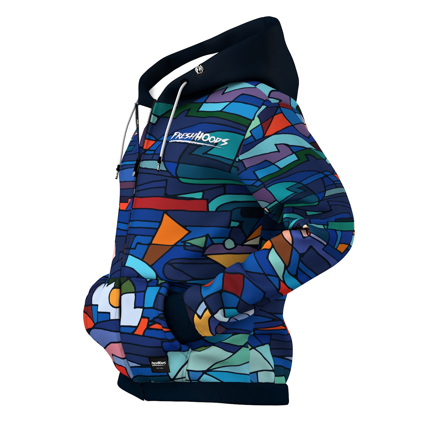 Abstract Mosaic Zip Up Hoodie