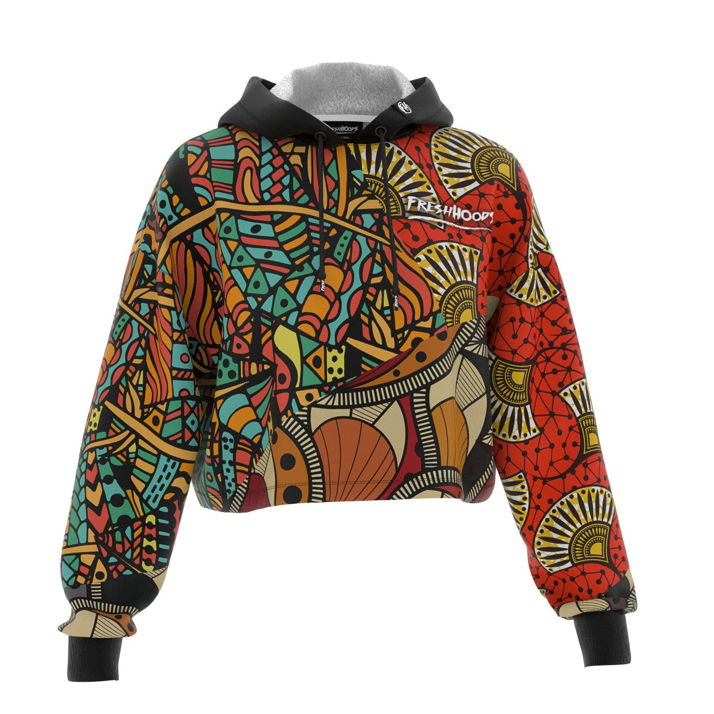 African Pattern Cropped Hoodie