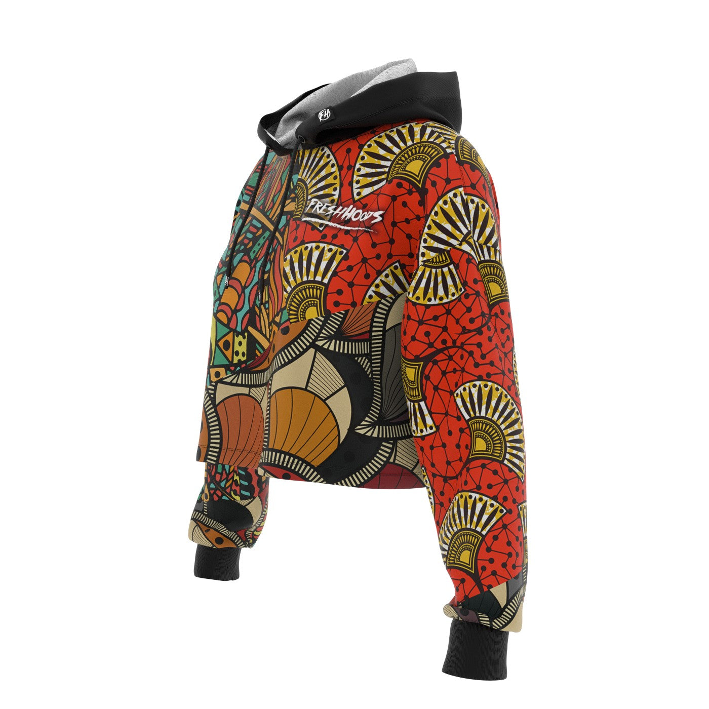 African Pattern Cropped Hoodie