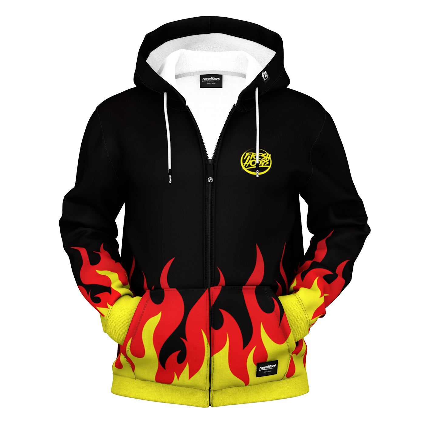 Cartoon Flame Zip Up Hoodie