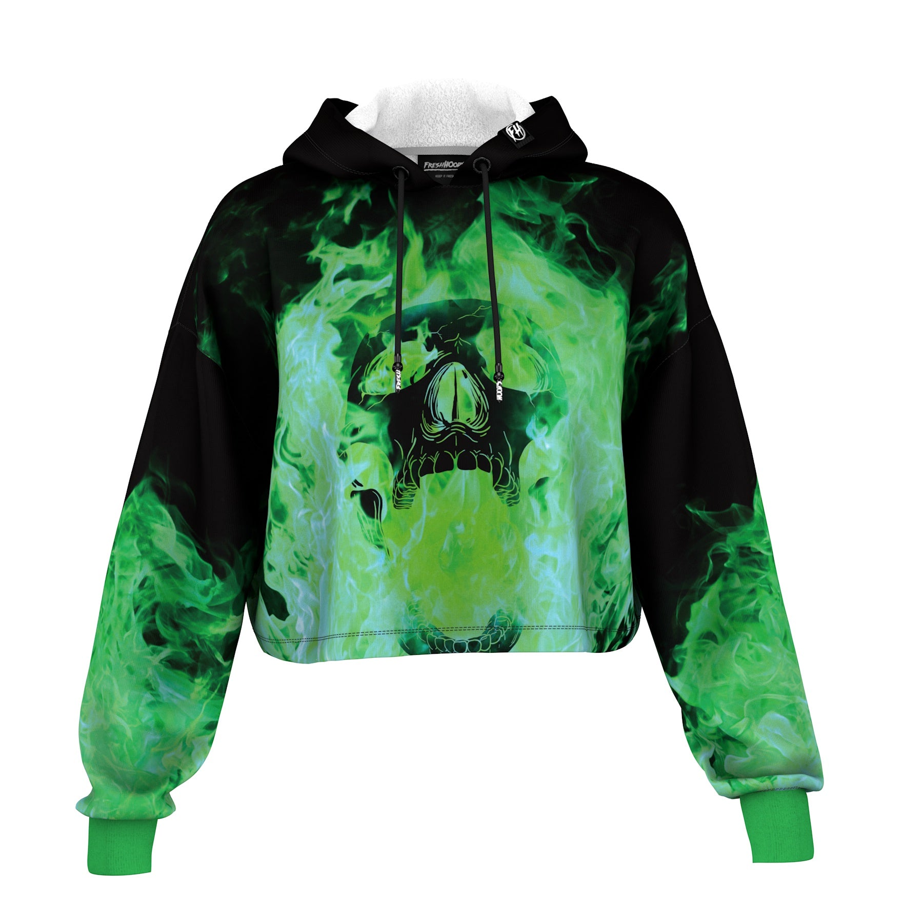 Burning Skull Cropped Hoodie