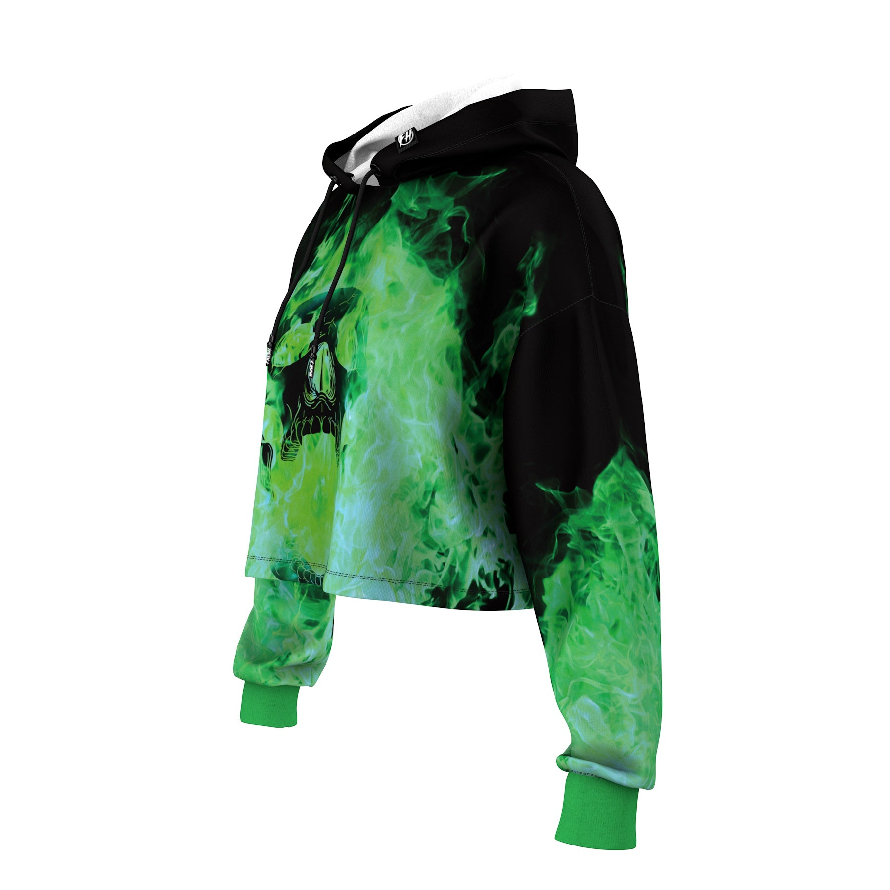 Burning Skull Cropped Hoodie