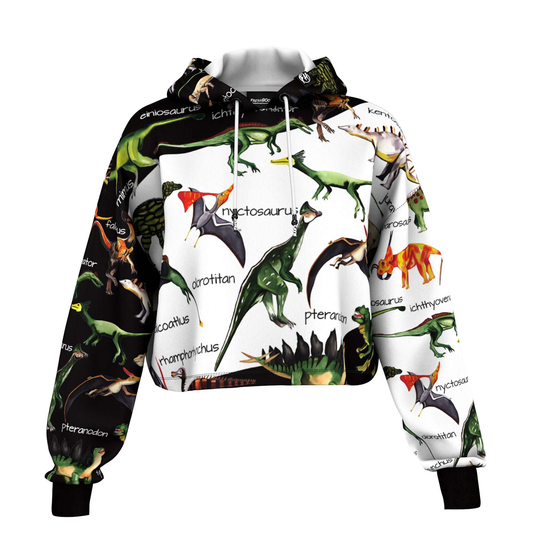 Dino Map Cropped Hoodie