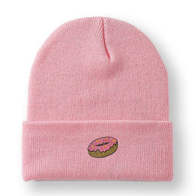 Donut Embroidered Cuffed Beanie