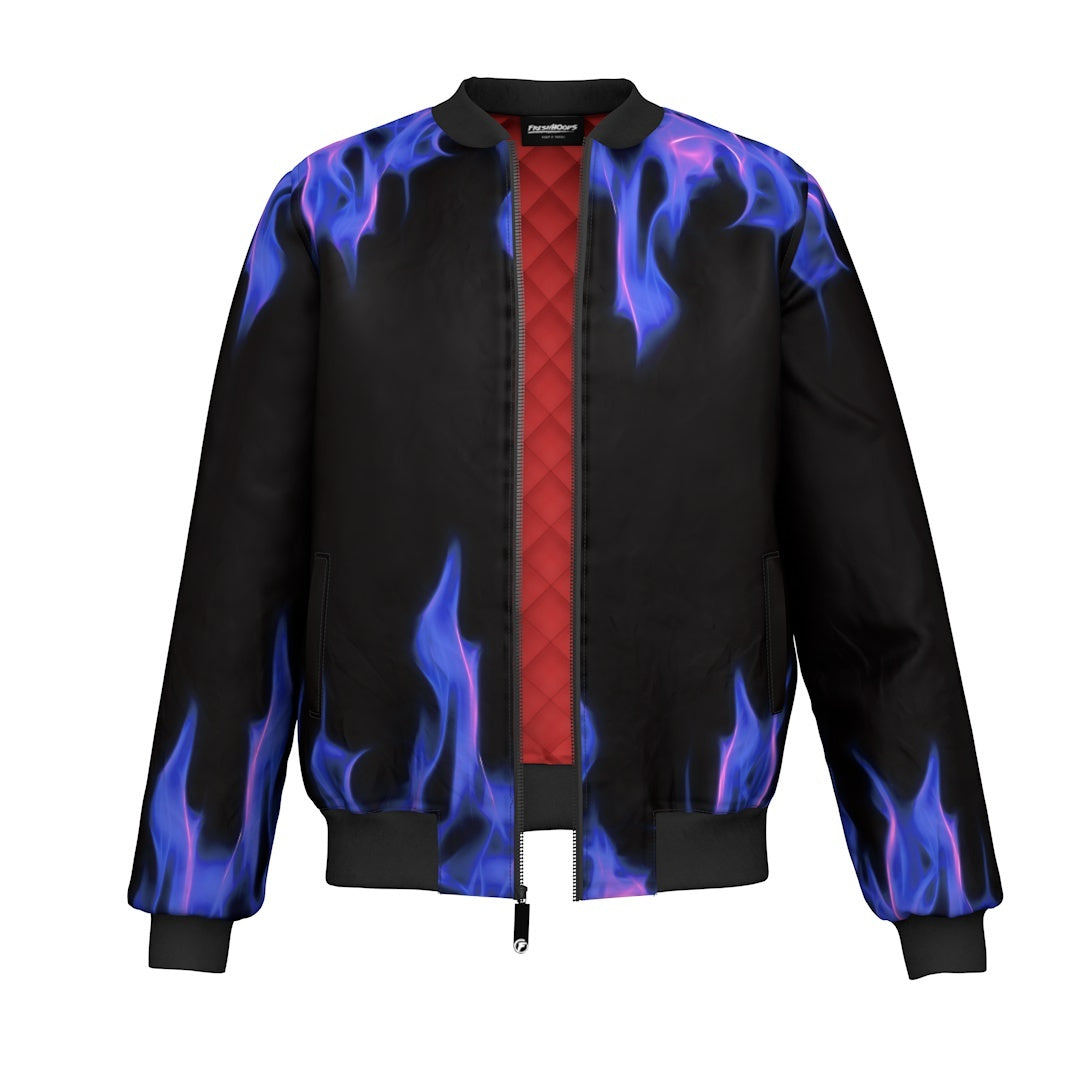 Purple Flame Bomber Jacket